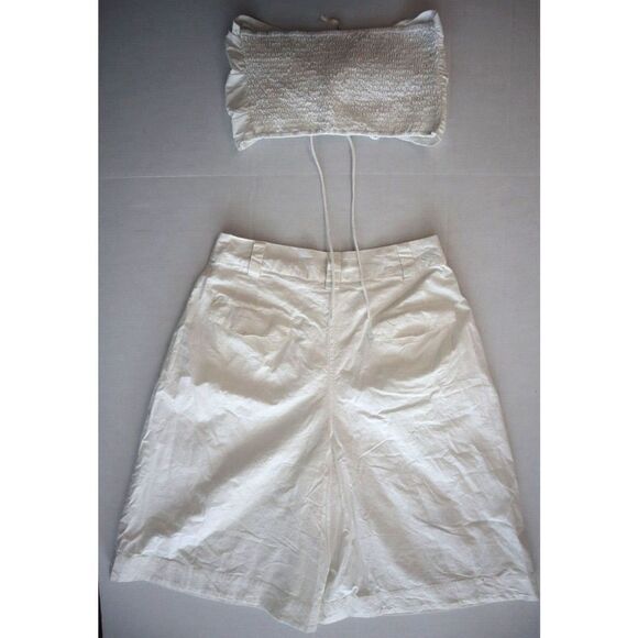 Free People Women's Sz 10 White Longline Shorts and Crop Top Minnie Set - Picture 2 of 10